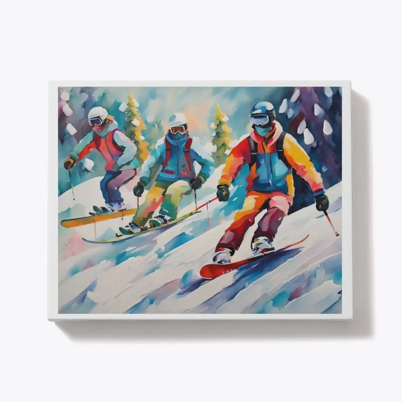 Winter Rush: Abstract Gouache Painting